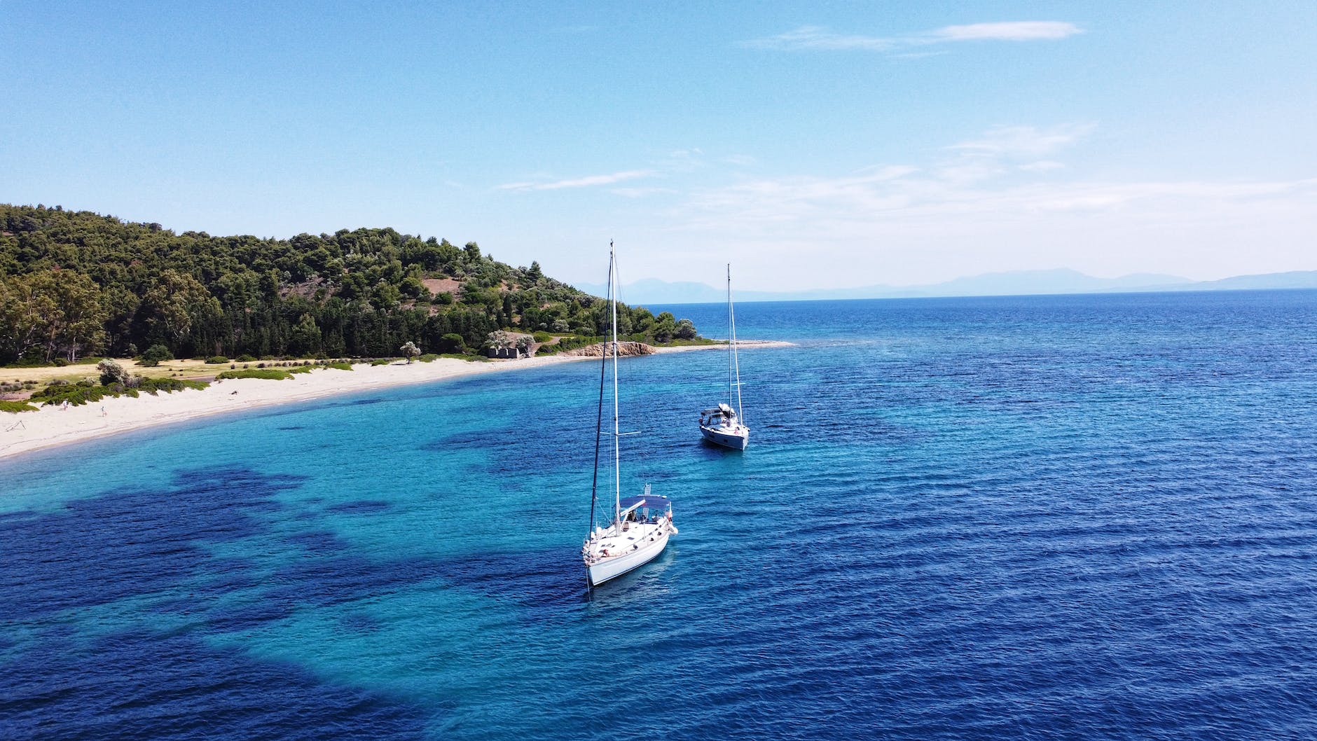 sailing boat near tsougrias beach island skiathos greece